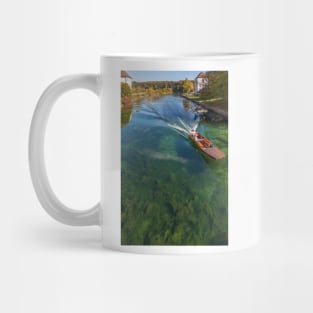 Boat on the Young River Rhine - Rheinau, Switzerland Mug